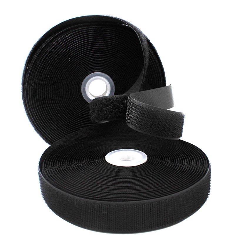 YKK Sew On Hook and Loop Manufactured 1" Black -10 Yards per roll - Image 1
